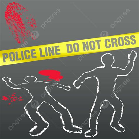 Crime Scene Tape Corpse Chalk Outline Man Bloody Evidence Vector Man