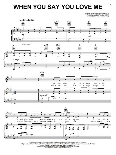 Original lyrics of say you, say me song by lionel richie. When You Say You Love Me | Sheet Music Direct