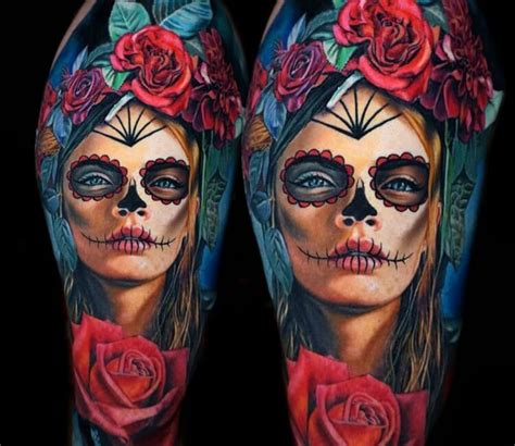 Muerte Tattoo By Jurgis Mikalauskas Post 28355 Skull Girl Tattoo Sugar Skull Girl Tattoo