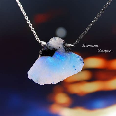 Natural Raw Moonstone Necklace Handmade Jewelry June Etsy