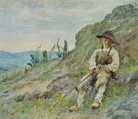 Sold Price Young Shepherd Boy Watercolor Invalid Date Est