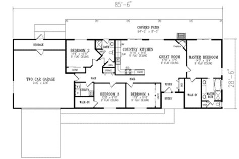 Ranch Style House Plan 4 Beds 2 Baths 1720 Sqft Plan 1 350