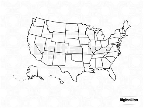 United States Map Svg Png Usa Countries Blank Coloring Design Etsy