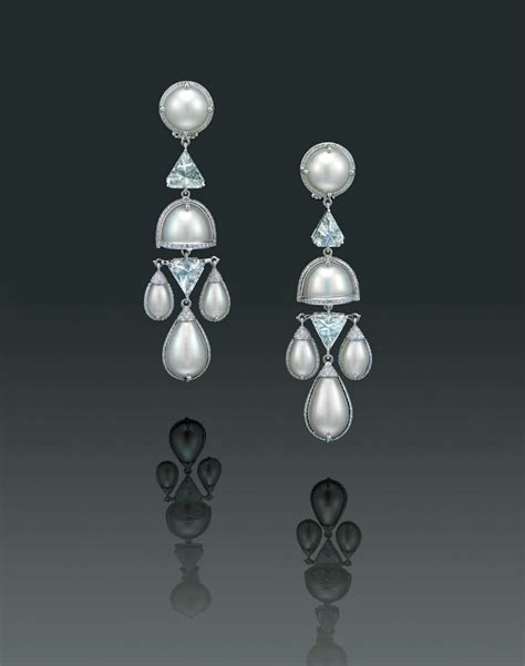 A Unique Pair Of Natural Pearl And Diamond Ear Pendants By Etcetera