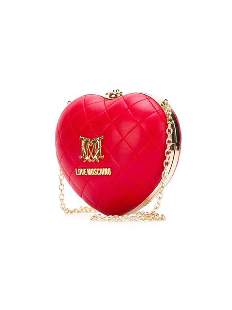Lyst Love Moschino Quilted Heart Clutch In Metallic