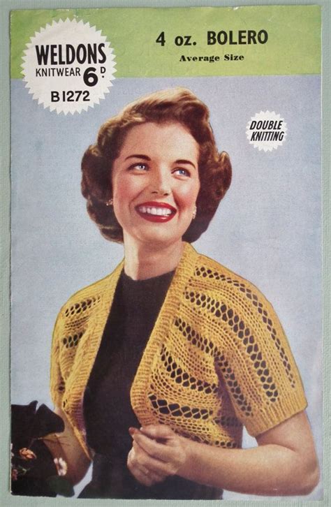 Vintage 1950s Knitting Pattern Womens Bolero Top Jacket Etsy