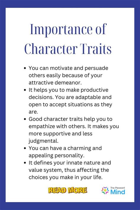 Importance Of Character Traits Good Character Traits Negative