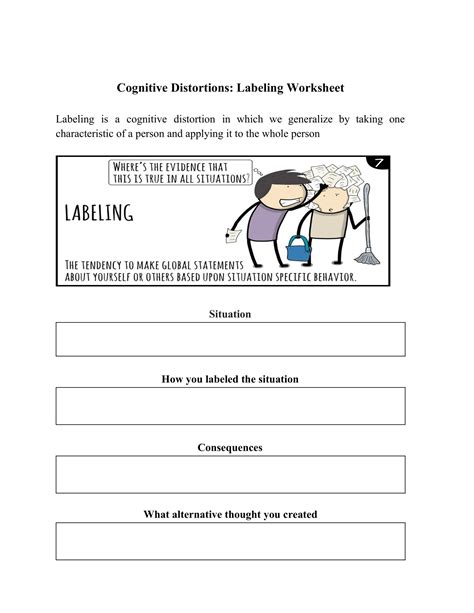 Cognitive Distortions Labeling Worksheet Mental Health