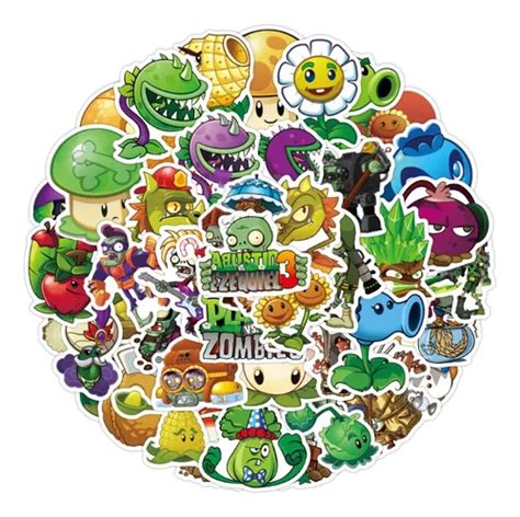 Plantas Vs Zombies 100 Calcomanias Sticker Vinil Pvc Vs Agua Meses