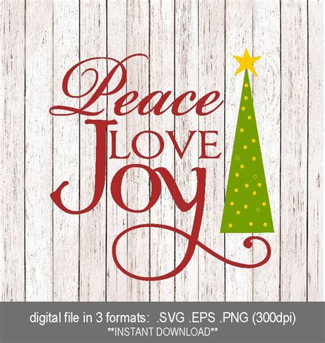 Svg Peace Love Joy Christmas Tree Print Peace Love Joy Etsy