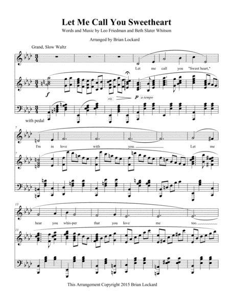 Let Me Call You Sweetheart As Performed By Soundsketch Sheet Music Pdf