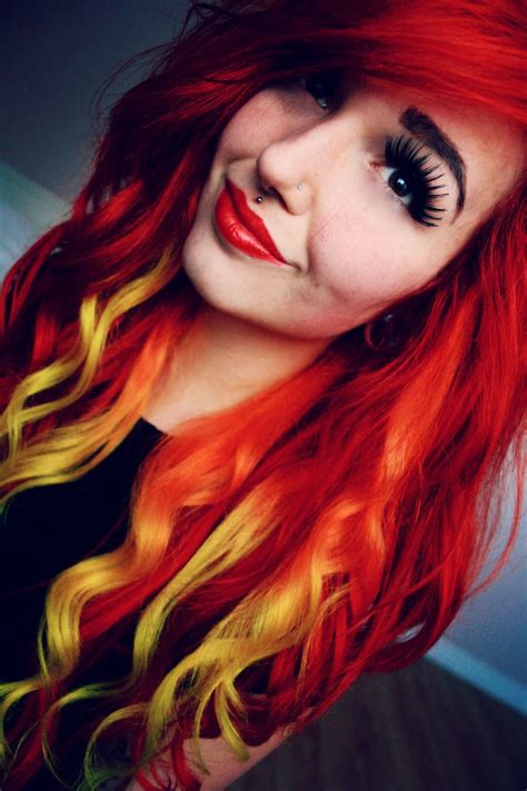 Red And Yellow Ombre Hair Colorful Hair Pinterest Ombre Hair Ombre And Hair Coloring