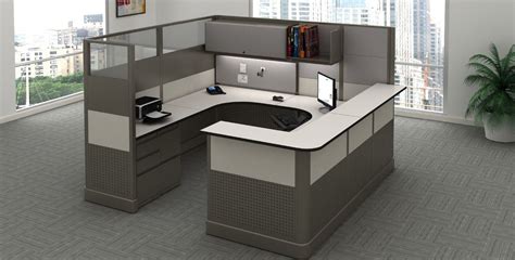 The Office Leader Electrified U Shape Reception Desk Cubicle Workstation