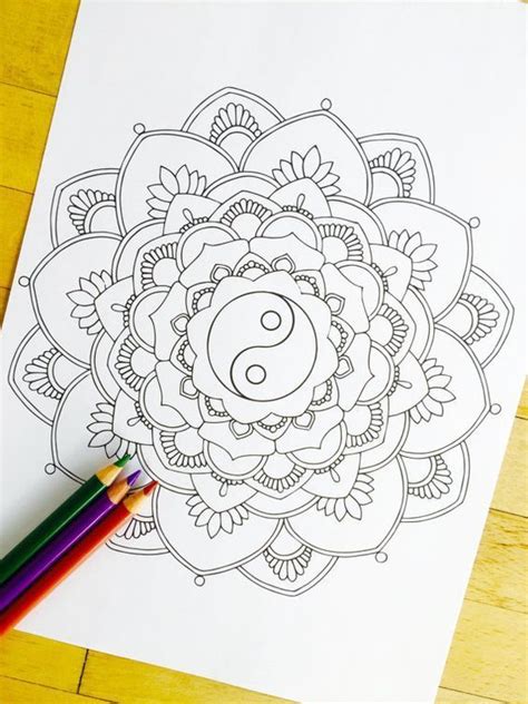 Yin Yang Mandala Easy Mandala Drawing Mandala Drawing Mandala Stencils