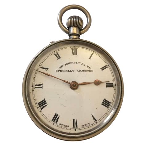 Antique Swiss Made Silver Plated Pocket Watch With Visible Escapement