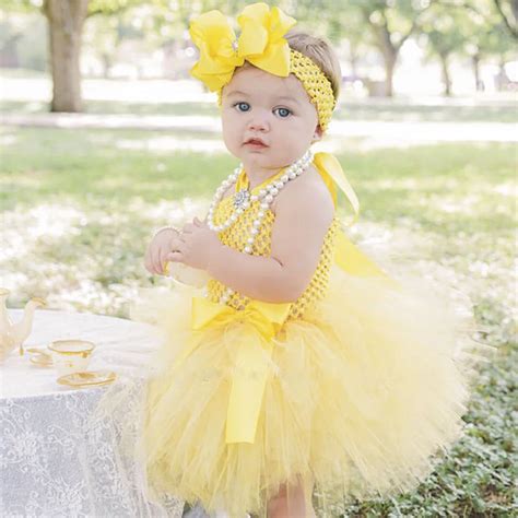 Cute Princess Belle Baby Tutu Dress Princess Girl Yellow Birthday Party