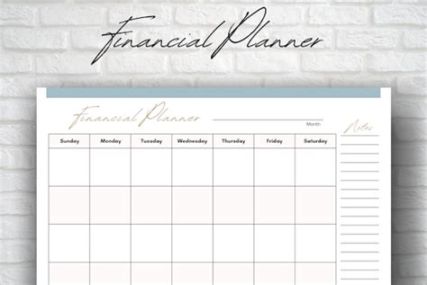 Financial Calendar Printable Financial Planner Printable Etsy