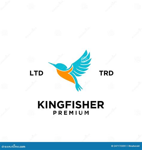 Flying Simple Kingfisher Color Logo Vector Design Stock Illustration