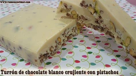 Turrón de chocolate blanco crujiente con pistachos con y sin Lactosa