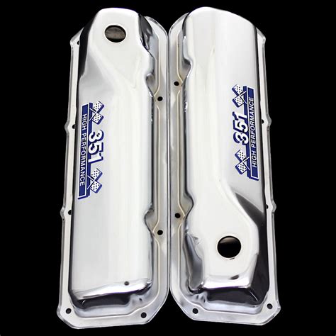 Chrome 351 Cleveland Valve Covers With 351 Emblems Fits Ford 351 C