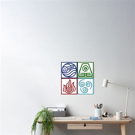 Poster Symbole Des Quatre éléments Avatar Par Daljo Redbubble
