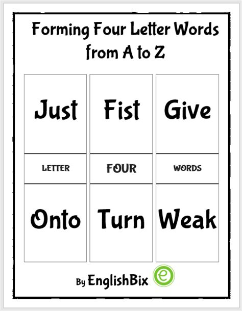 Four Letter Words List For Kindergarten Kids Englishbix