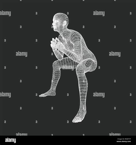 Man In A Thinker Pose 3d Model Of Man Geometric Design Human Body