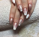 White nails with rose gold glitter ☺️💅🏽 | Rose gold nails design, Rose ...