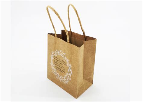 Brown Craft Paper Shopping Bags Printed Matte Lamination