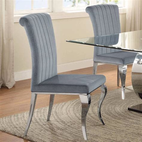 Visit shop factory direct for more dining room furniture including formal and casual. Cabriole Design Stainless Steel with Grey /Silver Velvet ...