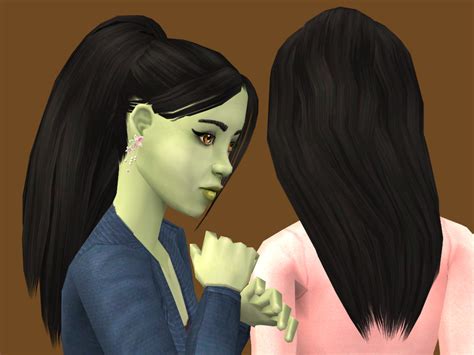 Mod The Sims Nouks Long Ponytail With Bangs