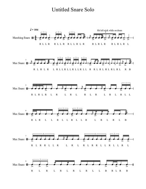 Untitled Snare Drum Solo Sheet Music For Drum Group Solo