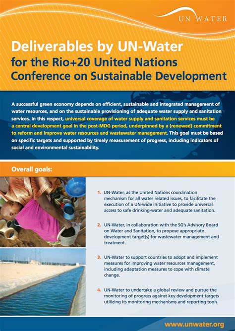 Deliverables By Un Water For The Rio20 United Nations Conference On