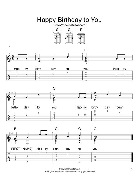 Happy Birthday To You Solo Guitar Tab