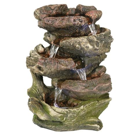 Sunnydaze Decor 14 In 5 Step Rock Falls Tabletop Fountain With Led