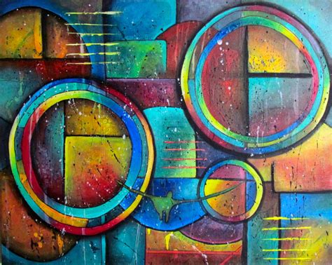 Geometric Shapes 30x24 Acrylic Abstract Contemporary Art Art