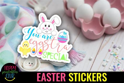 Easter Stickers Pack Printable Easter Stickers Cute Easter So Fontsy