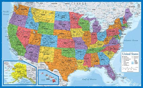 Laminated USA Map X Wall Chart Map Of The United States Of America Made In The USA