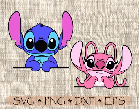 SVG PNG Lilo And Stitch Angel Layered And Outline Cut Files Etsy