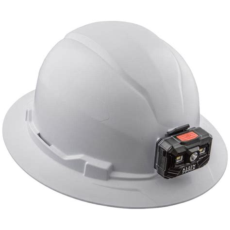 klein tools hard hat non vented full brim with rechargeable headlamp white 60406rl acme tools