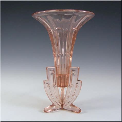 stunning 1930 s czech art deco pink glass rocket vase art deco glass art deco glass
