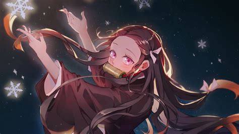 Demon Slayer Long Hair Nezuko Kamado With Pink Eyes Hd Anime Wallpapers