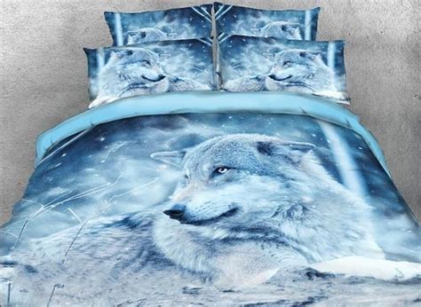 3d Wolf In The Wild Printed Cotton Luxury 4 Piece Bedding Setsduvet Covers Bedding Sets