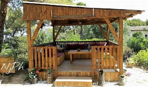 A canopy gazebo works well for an outdoor canopy because you have the option of enclosing your outdoor living space. Gazebo Made Out of Wood Pallets | Pallets Designs