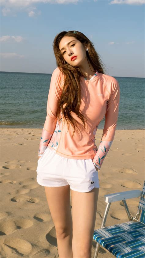 somi jeon somi kpop asian korean girls celebrity beautiful beach photoshoot hd phone