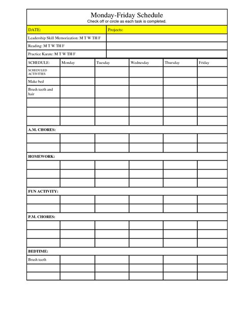 46 Free Chore Chart Templates For Kids Templatelab 9 Best Blank