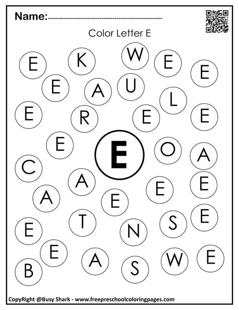 Letter E Dot Worksheet