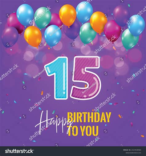 Happy 15th Birthday Greeting Card Vector Stock Vector Royalty Free