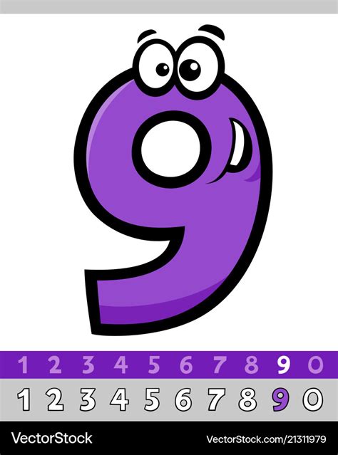 Number Nine Cartoon Character Royalty Free Vector Image