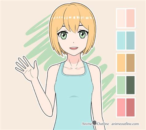 Anime Girl Waving Drawing